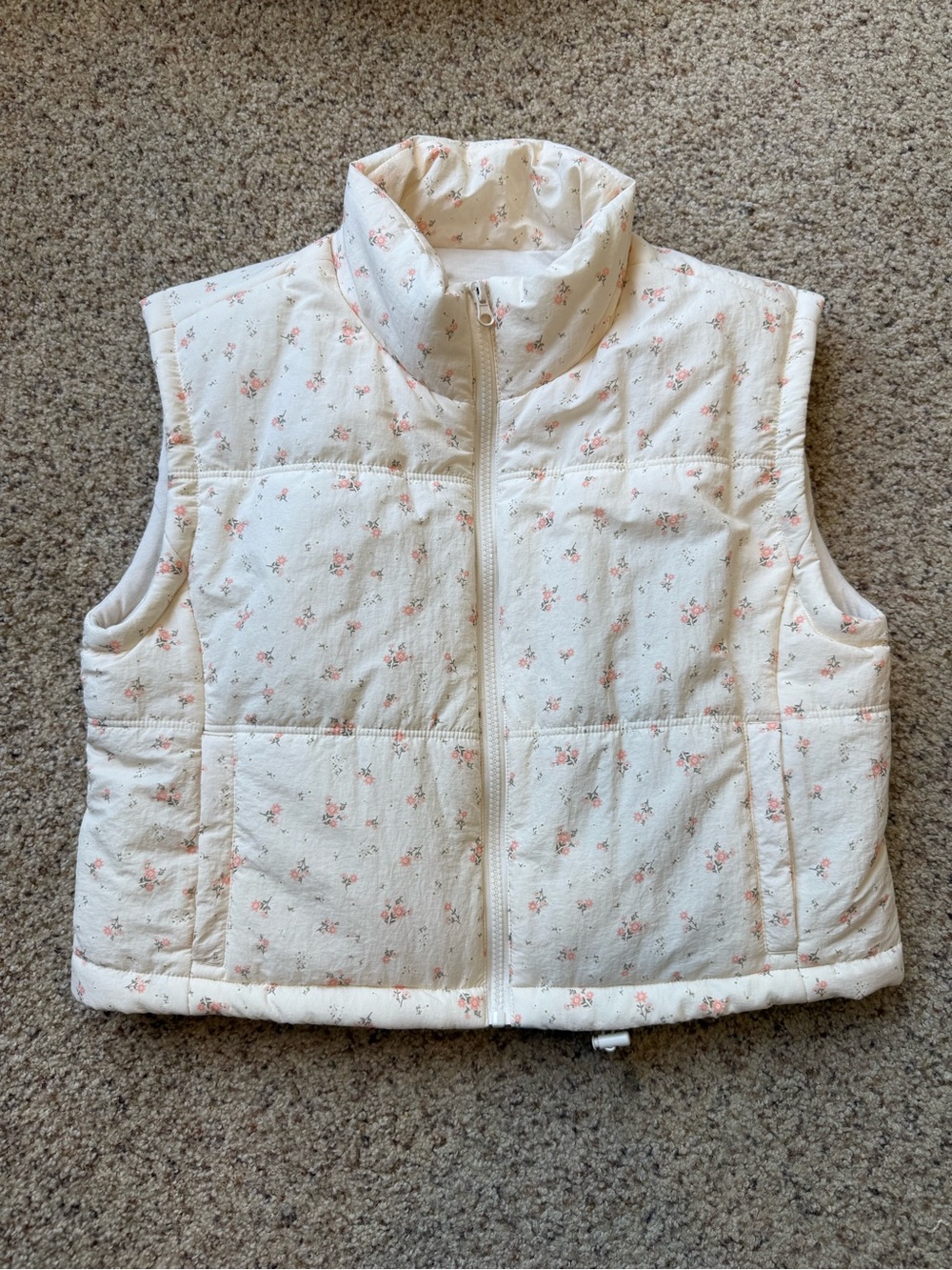 Thread & Supply Cream Floral Quilted Vest